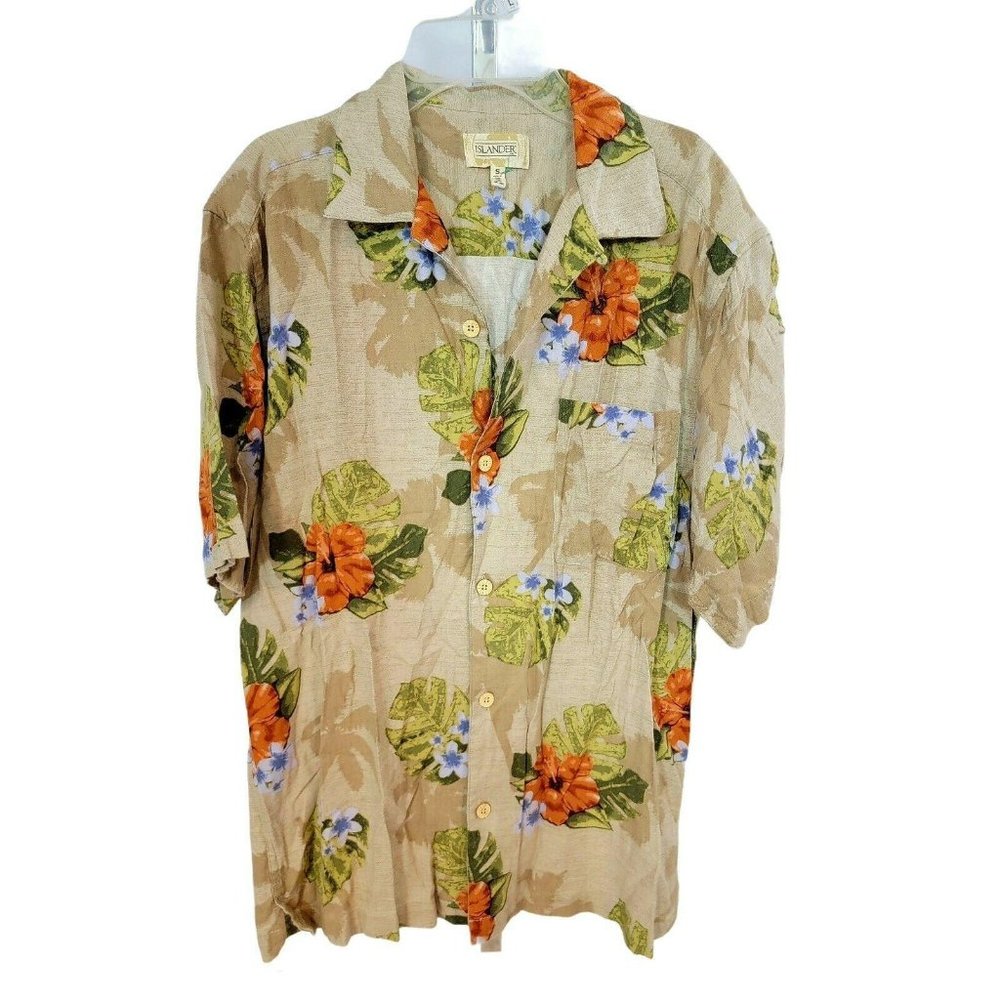 Islander Tan Hawaiian Shirt Size S